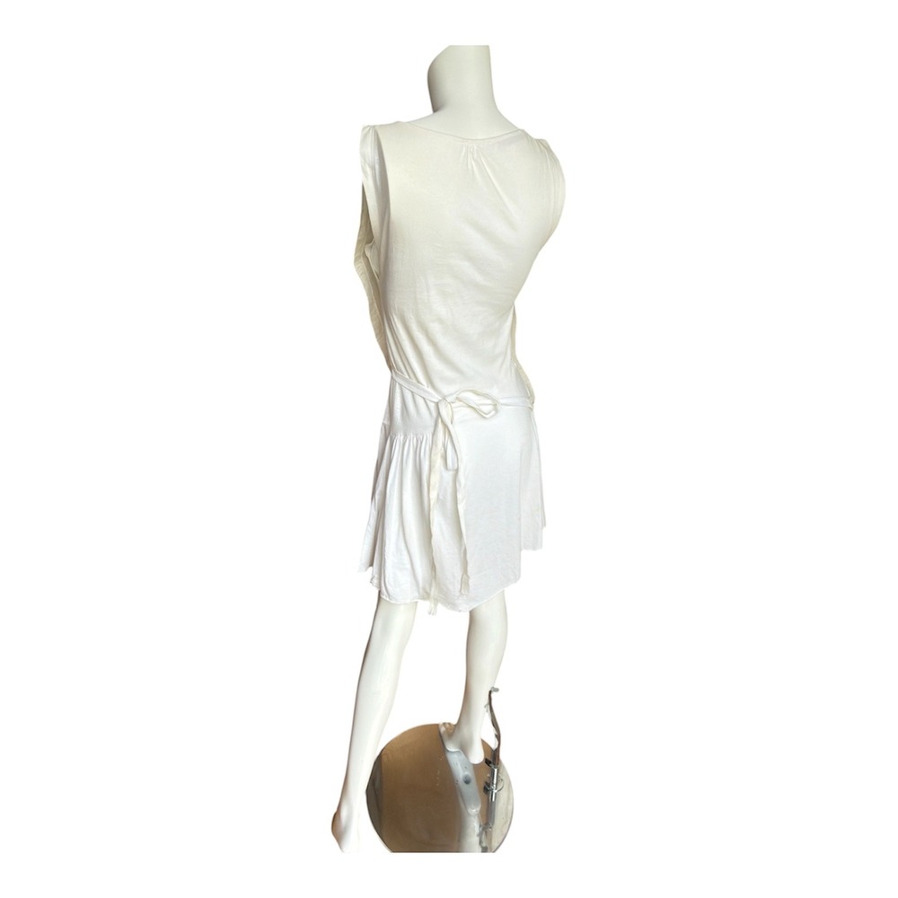 Rebecca Taylor Cream Cotton Draped Mesh Overlay Mini Dress Sleeveless S - Picture 2 of 8